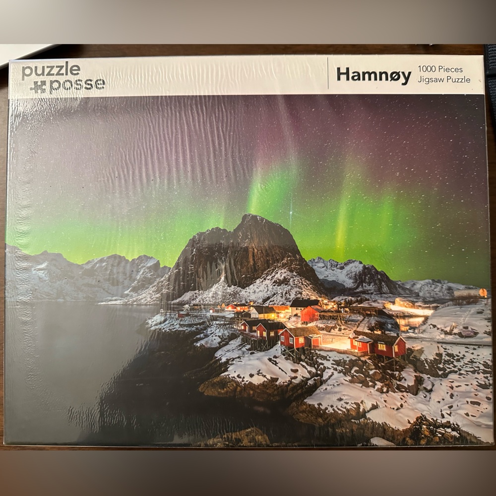 Puzzle Posse Jigsaw Puzzle Hamnoy Norway, 1000 Pieces, Northern Lights, New